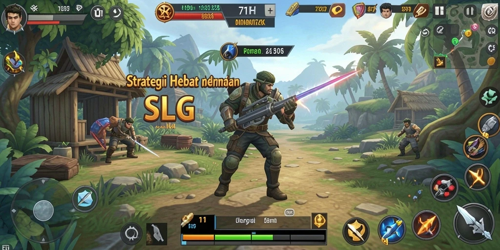 Tampilan gameplay yang menampilkan strategi dan taktik SLG.