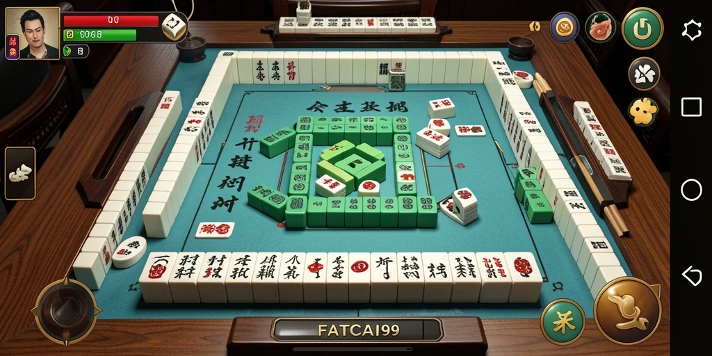 Screenshot gameplay FATCAI99 menampilkan suasana permainan Mahjong yang menarik.