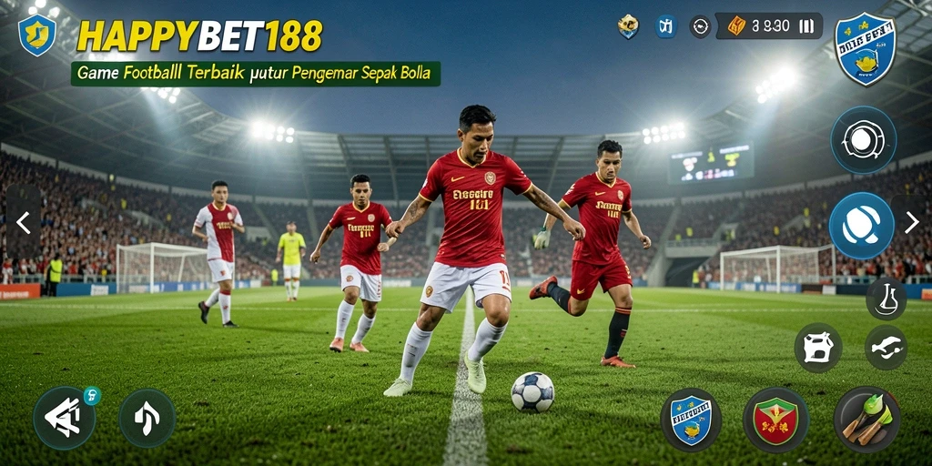 Tampilan gameplay seru di HAPPYBET188 dengan aksi sepak bola yang menegangkan.