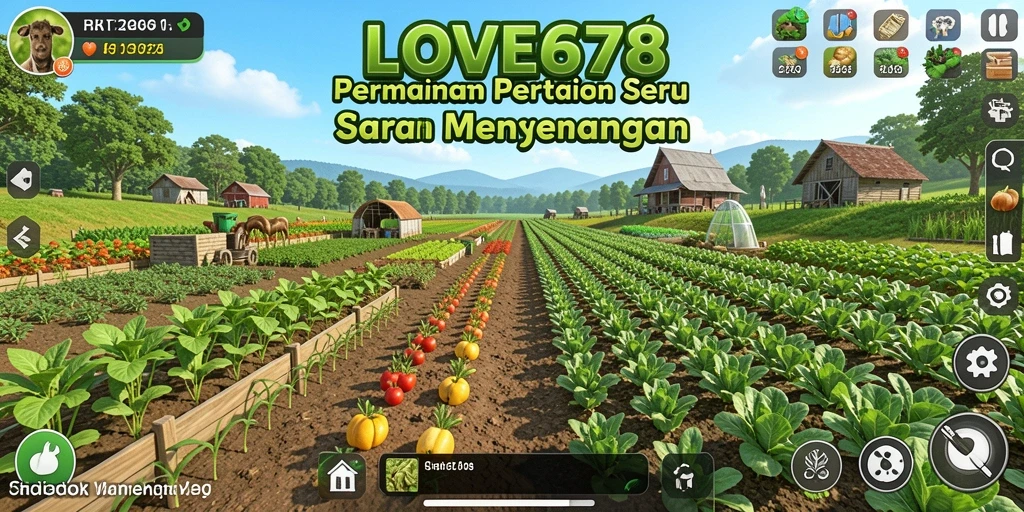 Screenshot permainan LOVE678 menampilkan aktivitas bertani yang seru.