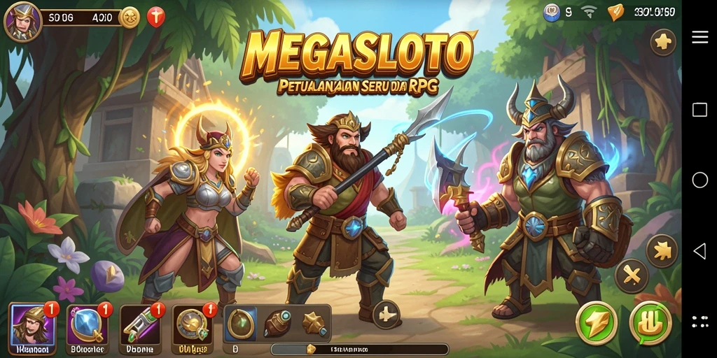 Tampilan gameplay MEGASLOTO yang seru dan mendebarkan.