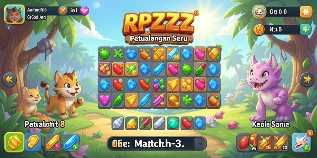 Tampilan gameplay RPZZZ yang penuh warna dan menantang.