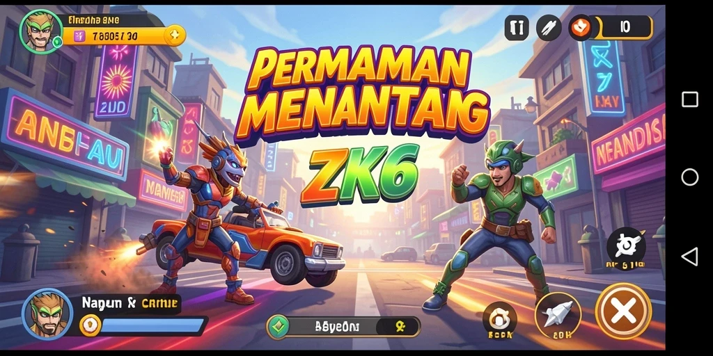 Tangkapan layar gameplay ZK6 menampilkan aksi seru dalam permainan Arcade.